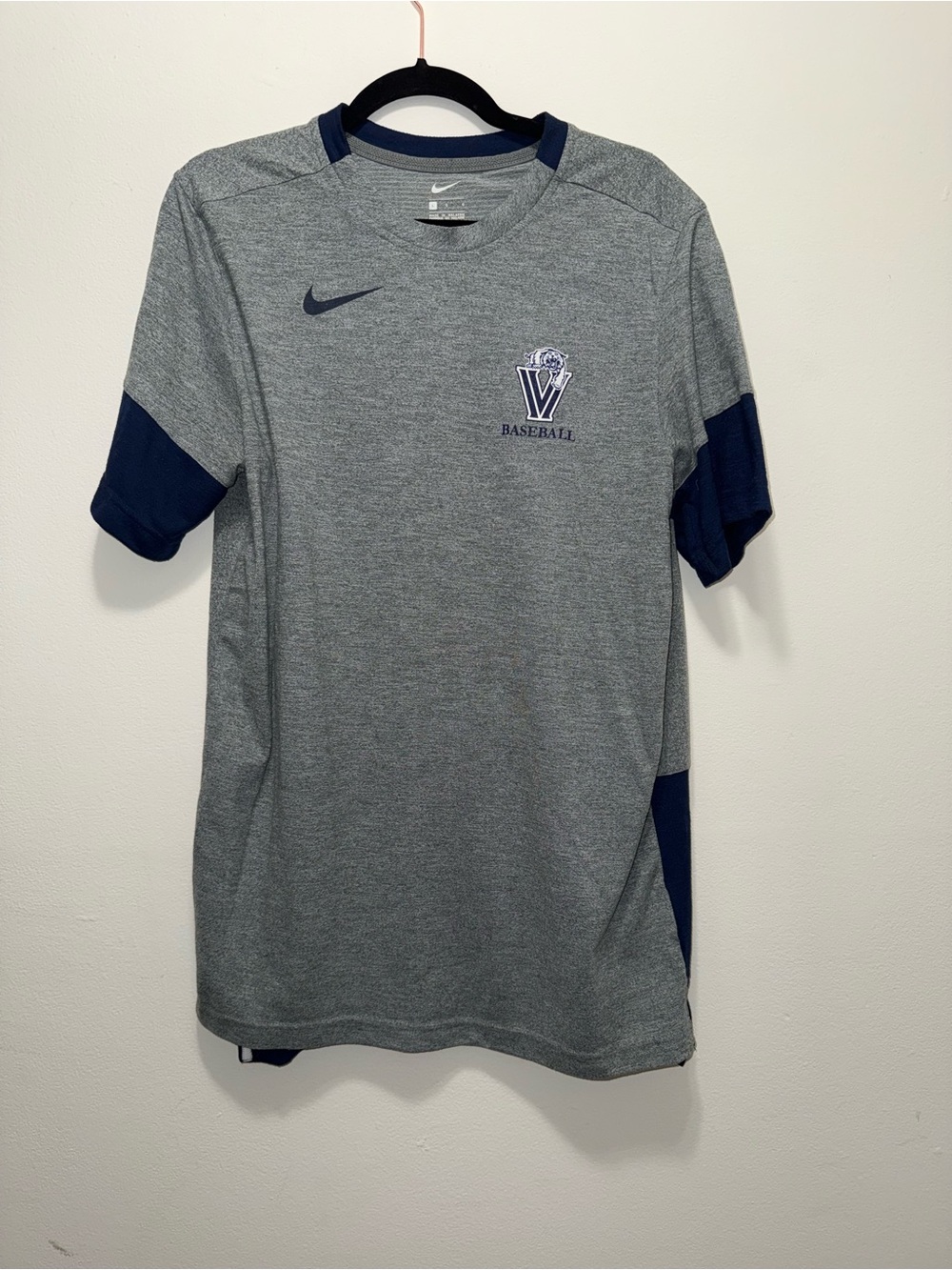 Nike Gray & Navy Villanova Baseball Short-Sleeve Top
